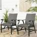 Outdoor Dining Chairs Patio Wicker Padded Rocking Motion Arm Chairs Brown