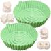 Toorise 10Pcs Set of Air Fryer Silicone Pot with 8 Muffin Cup Air Fryer Silicone Basket Reusable Heat Resistant Air Fryer Accessories for Kitchen Baking Green