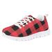 Pzuqiu Red Ugly Christmas Buffalo Plaid Shoes Kids Running Shoes Tennis Walking Sneakers Comfort Trail Running Jogging Shoes Gifts for Boy Girl Size 3