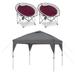 CORE Set of 2 Padded Folding Chair with Instant Canopy 10x10 Pop-Up Tent