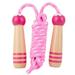 Lightweight Tangle-Free Braided Kid Skipping Rope Cartoon Wooden Handle Adjustable Length Jump Rope Sports Equipment -Pink