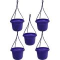 7 inch Purple Hanging Flower Pots with Hangers - (Pack of 5) -Pot with hanger Plastic Flower Pot seedlings Planter Nursery Planter Colorful Flower Planter Seed Starting Pot with hanger (SHAP)