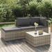 Tomshoo 4 Piece Patio Set with Cushions Gray Poly Rattan