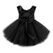 FIRKIAL Infant Girls Summer Sequins Sparkling Dresses Holiday Tulle Tutu Pageant Princess Dress Black 6-12 Months