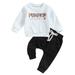 Kids Baby Boy Halloween Outfits Pumpkin Sweatshirt Tops and Pants for Toddler Fall 2pcs Tracksuit