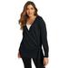 Plus Size Women's Touch of Cashmere Wrap-Front Cardigan by June+Vie in Black (Size 14/16)