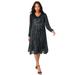 Plus Size Women's Sequin Swing Dress by Roaman's in Black (Size 30/32)