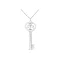 Women's Sterling Silver Diamond Accent Libra Zodiac Key Pendant Necklace by Haus of Brilliance in White