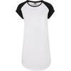 Shirtkleid URBAN CLASSICS "Urban Classics Damen Ladies Contrast Raglan Tee Dress", Damen, Gr. M, US-Größen, weiß (weiß, schwarz), 100% Baumwolle, elegant, normal, Rundhals, Kurzarm, Kleider