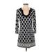 White House Black Market Casual Dress - Mini Scoop Neck 3/4 sleeves: Black Color Block Dresses - Women's Size X-Small