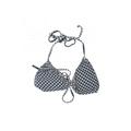 J.Crew Swimsuit Top Blue Checkered/Gingham Plunge Swimwear - Women's Size Medium