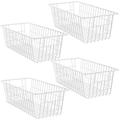 SANNO Freezer Wire Baskets Refrigerator 4 Freezer Baskets Wire Metal Storage Basket, Modern Farmhouse Storage Organizer for Pantry, Shelf, Kitchen, Cabinet, Bathroom 15.7"x7.9"x5.9"