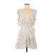 Allison Casual Dress - Wrap V Neck Short sleeves: White Polka Dots Dresses - Women's Size Medium