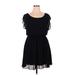 Lush Casual Dress - Mini Scoop Neck Short sleeves: Black Print Dresses - Women's Size X-Large