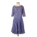 ML Monique Lhuillier Cocktail Dress: Blue Brocade Dresses - Women's Size 8