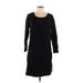 Purejill Casual Dress - Shift Scoop Neck 3/4 sleeves: Black Print Dresses - Women's Size Large
