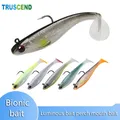 Leurre de pêche Shad en silicone souple appât à queue en T double document perche à dos retourné