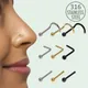 10Pcs Ball Nose Rings Studs Set pour Femmes Piercings Nonaril Bijoux S L Bone Shape Black Color
