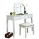 Hattie Dressing Table And Stool Set With Mirror White