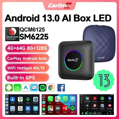 2024 CarlinKit CarPlay AI Box Android 13 QCM6225 8 cœurs Android Auto Adaptateur CarPlay sans fil
