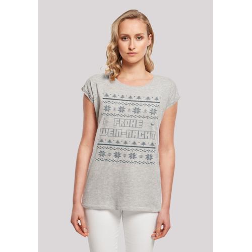 „T-Shirt F4NT4STIC „“Frohe Wein-Nacht““ Gr. S, grau (heather grey) Damen Shirts Jersey Print“