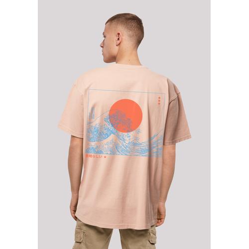 „T-Shirt F4NT4STIC „“Kanagawa Welle Japan““ Gr. XS, gelb (amber) Herren Shirts T-Shirts Print“