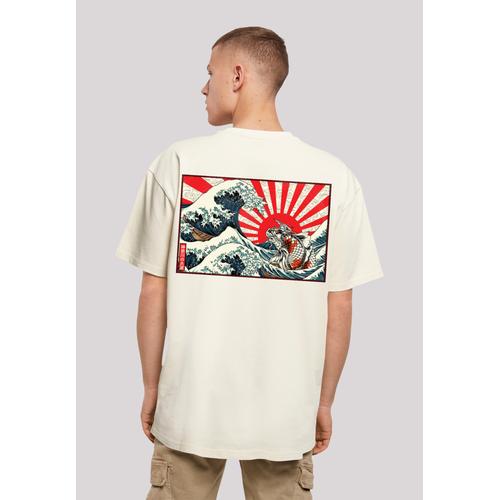 „T-Shirt F4NT4STIC „“Kanagawa Welle Japan““ Gr. S, beige (sand) Herren Shirts T-Shirts Print“