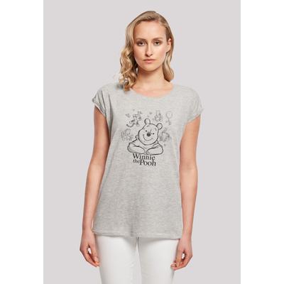 T-Shirt F4NT4STIC "Winnie Puuh Der Bär Collage Sketch", Damen, Gr. 3XL, grau (erdgrau), Obermaterial: 100% Baumwolle, casual, regular fit, Rundhals, Kurzarm ohne Bündchen, Shirts, Print Image