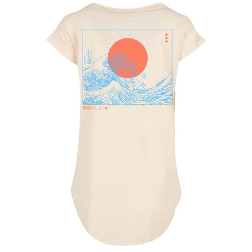 „T-Shirt F4NT4STIC „“PLUS SIZE Kanagawa Welle““ Gr. 5XL, beige (whitesand) Damen Shirts Jersey Print“