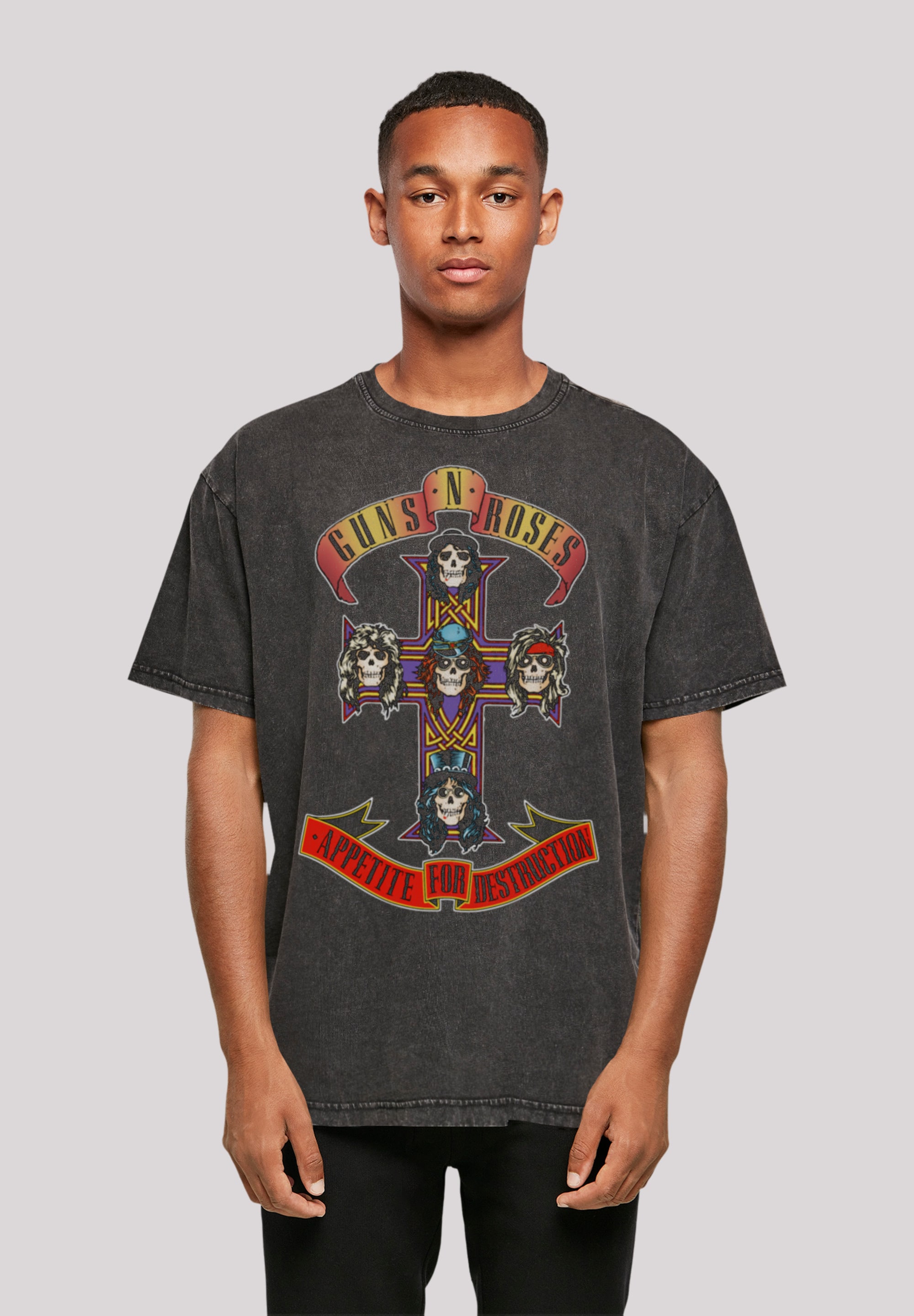 T-Shirt F4NT4STIC "Guns 'n' Roses Appetite For Destruction", Herren, Gr. XL, schwarz, Obermaterial: 100% Baumwolle, oversize, Rundhals, ohne Bündchen, Shirts, Premium Qualität Image