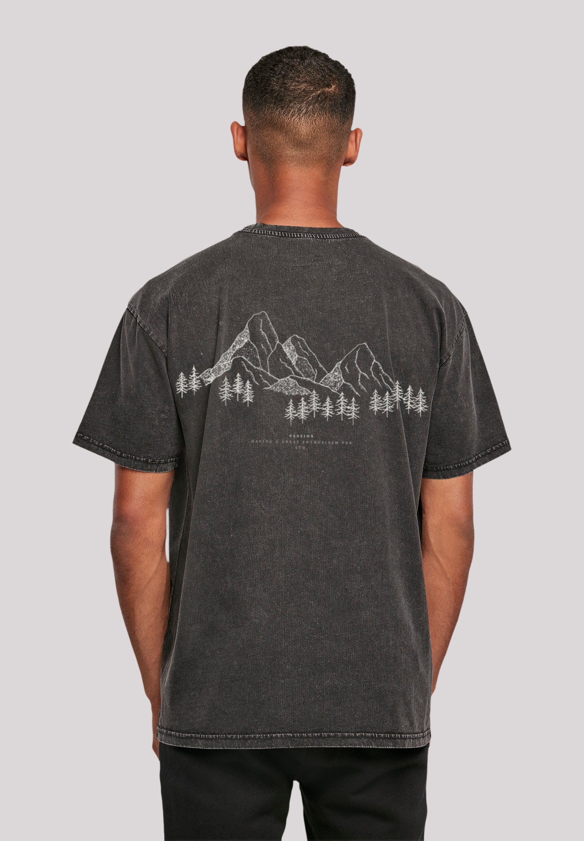 T-Shirt F4NT4STIC "Mountain Berg", Herren, Gr. XXL, schwarz, Obermaterial: 100% Baumwolle, oversize, Rundhals, ohne Bündchen, Shirts, Print Image