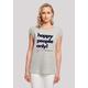 T-Shirt F4NT4STIC "Happy people only New York" Gr. 3XL, grau (heather grey) Damen Shirts Jersey