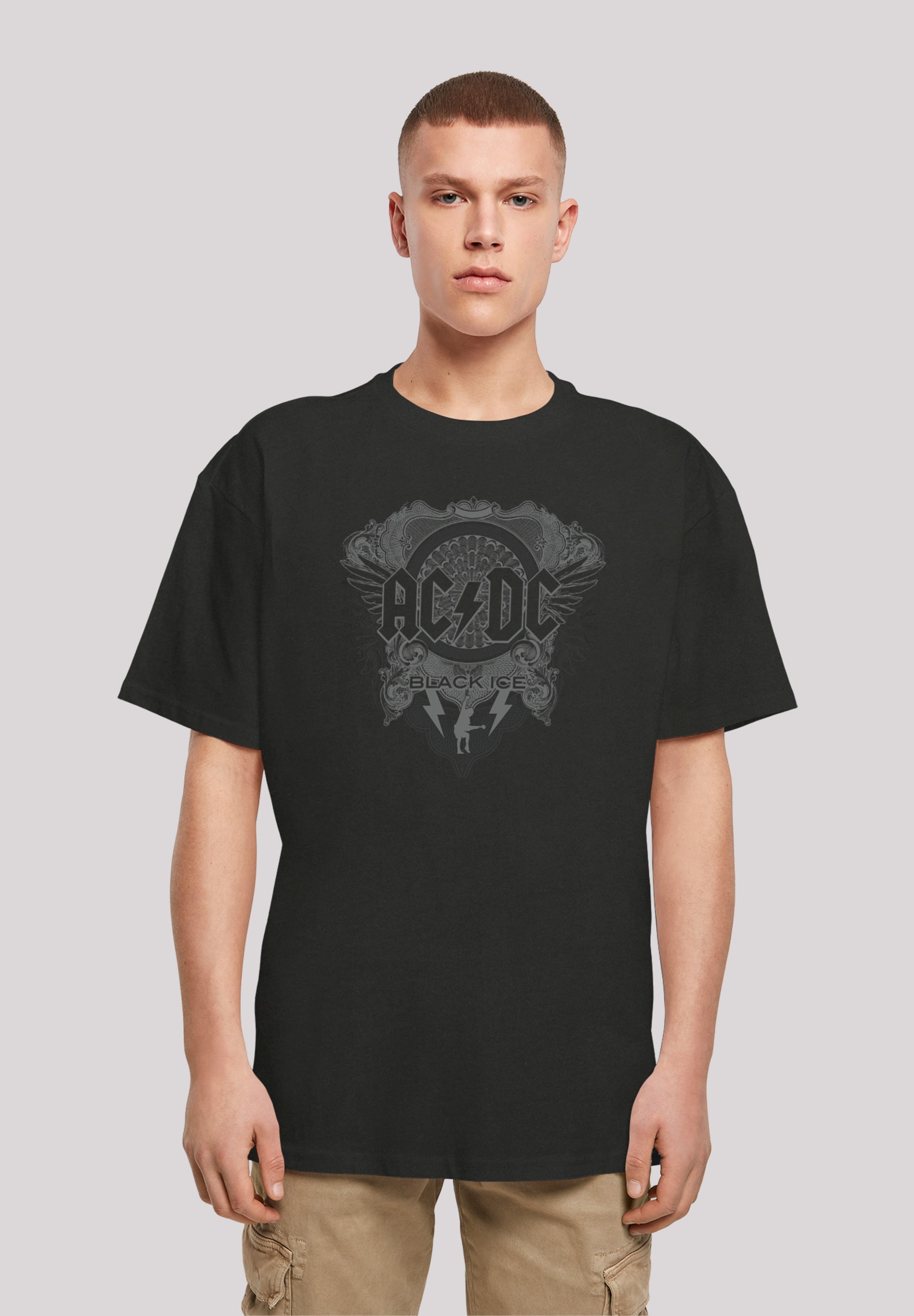 T-Shirt F4NT4STIC "ACDC Rock Band Black Ice", Herren, Gr. 3XL, schwarz, Obermaterial: 100% Baumwolle, oversize, Rundhals, ohne Bündchen, Shirts, Print Image