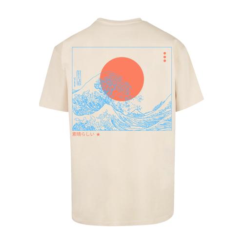 „T-Shirt F4NT4STIC „“PLUS SIZE Kanagawa Welle““ Gr. XXL, beige (sand) Herren Shirts T-Shirts Print“