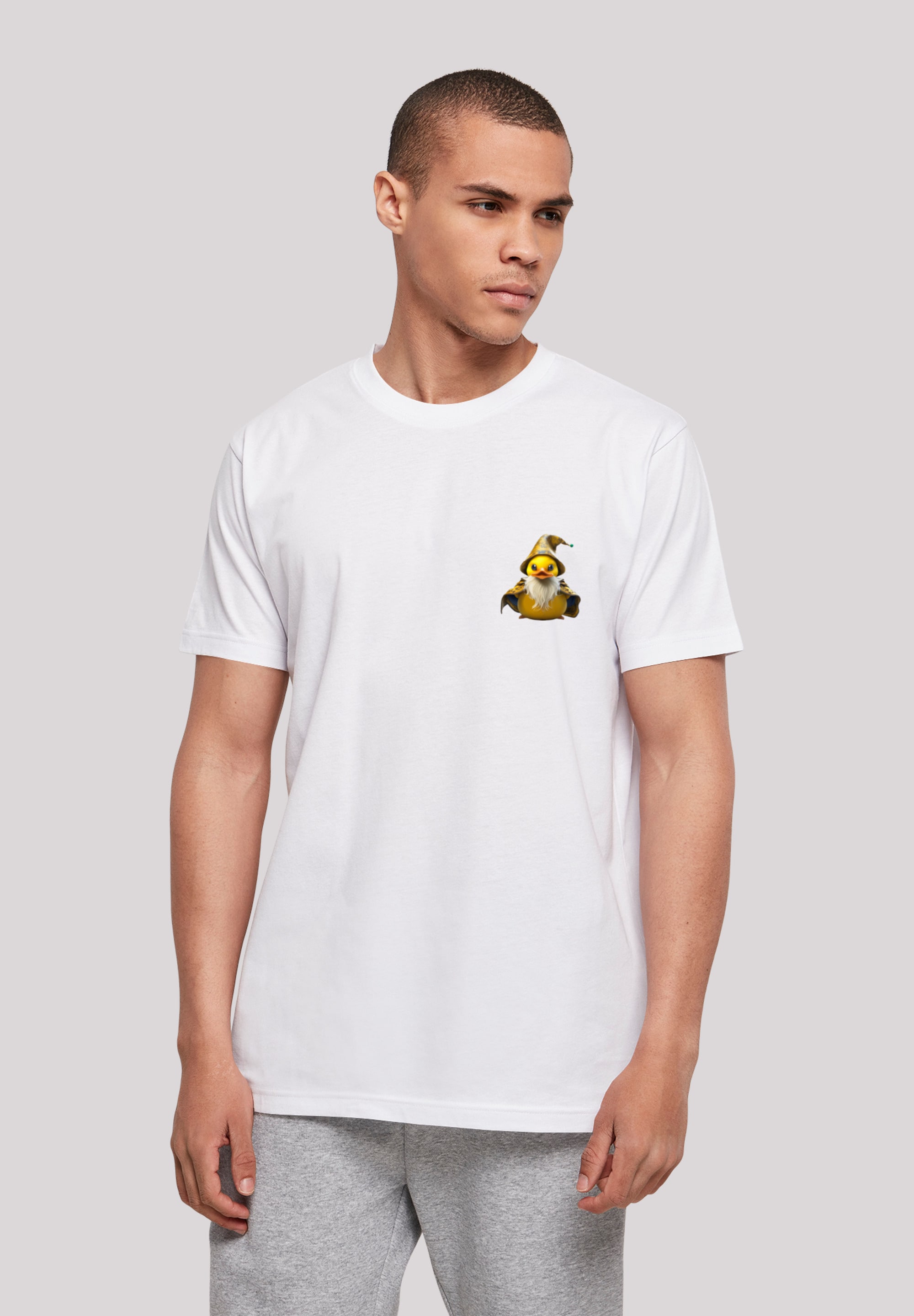 T-Shirt F4NT4STIC "Rubber Duck Wizard TEE UNISEX", Damen, Gr. S, weiß, Obermaterial: 100% Baumwolle, regular fit, Rundhals, ohne Bündchen, Shirts T-Shirt, Print
