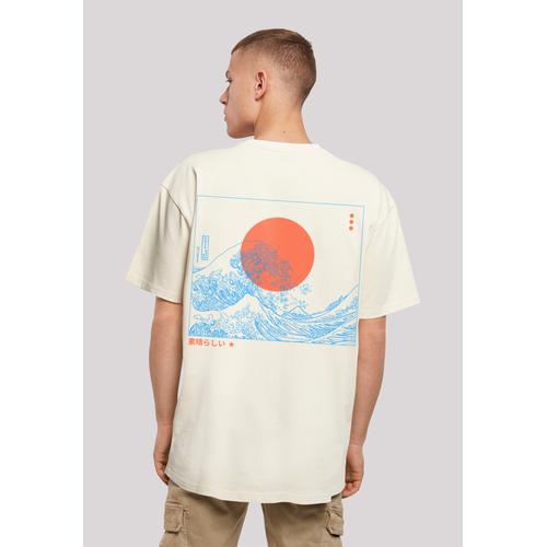 „T-Shirt F4NT4STIC „“Kanagawa Welle Japan““ Gr. M, beige (sand) Herren Shirts T-Shirts Print“