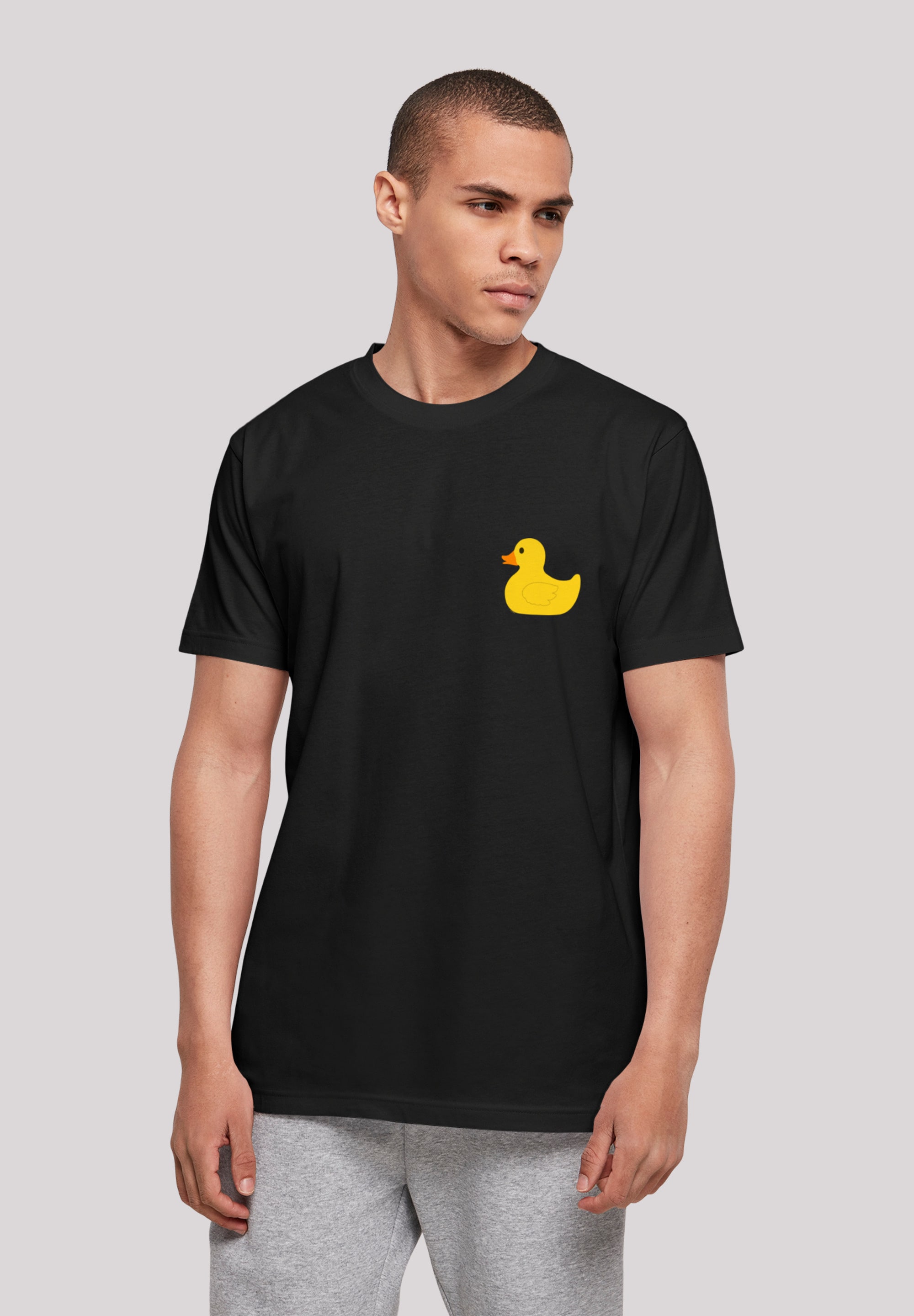 T-Shirt F4NT4STIC "Yellow Rubber Duck TEE UNISEX", Damen, Gr. S, schwarz, Obermaterial: 100% Baumwolle, regular fit, Rundhals, ohne Bündchen, Shirts T-Shirt, Print