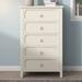 White Rubber Wooden Dresser Chest Nightstand Bedside Table 5 Drawers and Silver Metal Handles for Living Room Guest Room Bedroom