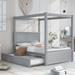 Canopy Bed with Trundle Bed - Elevate Your Sleeping Space with Style and Elegance - No Box Spring Needed - Full Size, Gray