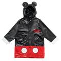 Disney Mickey Mouse Toddler Boys Button Down Waterproof Hooded Rain Jacket Coat Black 3T