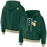 Women's WEAR by Erin Andrews Green Bay Packers Lace-Up Pullover Hoodie