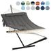 Hammock Double Hammock with Stand Two Person Cotton Rope Hammock 147.6(L)*52(W)*47.6(H) - Dark Gray