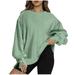 Oalirro Fashion Workout Tops Women s Fashion Hoodies & Sweatshirts Long Sleeve Round Neck Christmas Gifts Cropped Sweatshirts for Women Green