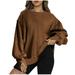 Oalirro Fashion Workout Tops Women s Fashion Hoodies & Sweatshirts Long Sleeve Round Neck Christmas Gifts Cropped Sweatshirts for Women Brown