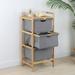 Bamboo 3-Tier Fabric Baskets Dresser Storage Shelf Cabinet Drawer 37.8X17.3X13