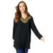 Plus Size Women's Embellished Georgette Top. by Roaman's in Black (Size 16 W)