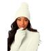 Women's Faux Fur-Lined Beanie Hat and Glove Set. by Accessories For All in Ivory