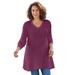 Plus Size Women's V-Neck Shaker Trapeze Sweater by Woman Within in Deep Claret (Size 2X)