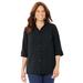 Plus Size Women's Timeless Rhinestone Blouse by Catherines in Black (Size 0X)