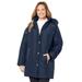 Plus Size Women's Faux Fur Hood Puffer Coat by Catherines in Navy (Size 2X)